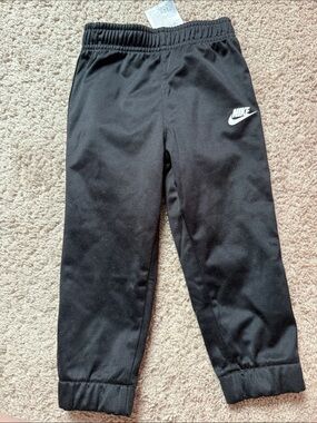 Nike Toddler Black Jogger Pants with White Swoosh
